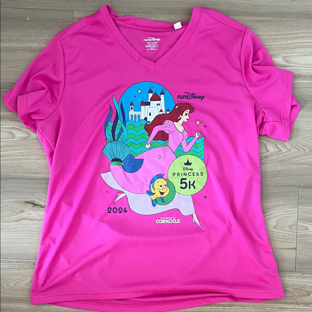 Rubdisney Pink 2024 Princess 5k Ariel T-Shirt